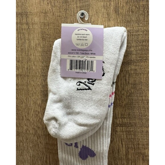 Violet Legwear girl's size 10 white tube striped socks  new  set 0f 6 pairs - Picture 5 of 6